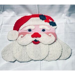 Vintage Handmade Santa Claus Yarn Wall Hanging Christmas Holiday Decoration Retr
